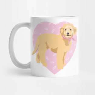 Golden Doodle Dog with Pink Heart Mug